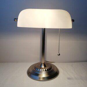 Bankers Lamp with White Shade